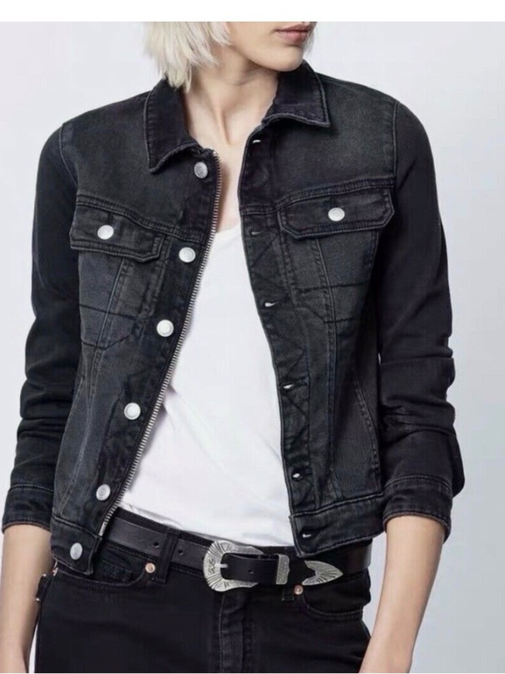 Zadig & Voltaire Kio Black Denim Jacket Size M